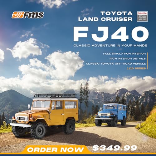 EAZYRC X FMS 110 Toyota Land Cruiser FJ40 RS with Licensed RC Truck Blue All Terrain Waterproof 4WD 35T 550 Motor RC Crawler for Adult24Ghz Remote Control RS VersionYellow - Image 5