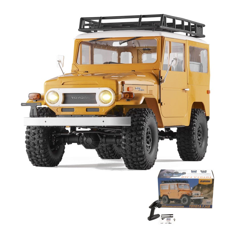 EAZYRC X FMS 110 Toyota Land Cruiser FJ40 RS with Licensed RC Truck Blue All Terrain Waterproof 4WD 35T 550 Motor RC Crawler for Adult24Ghz Remote Control RS VersionYellow - Image 2