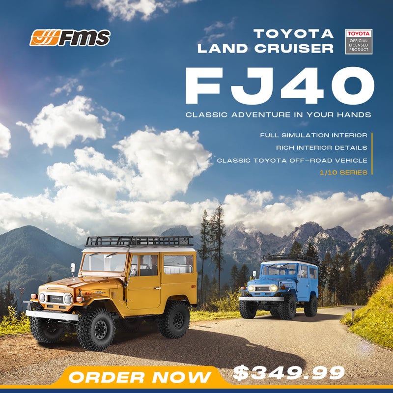 EAZYRC X FMS 110 Toyota Land Cruiser FJ40 RS with Licensed RC Truck Blue All Terrain Waterproof 4WD 35T 550 Motor RC Crawler for Adult24Ghz Remote Control RS VersionYellow - Image 3