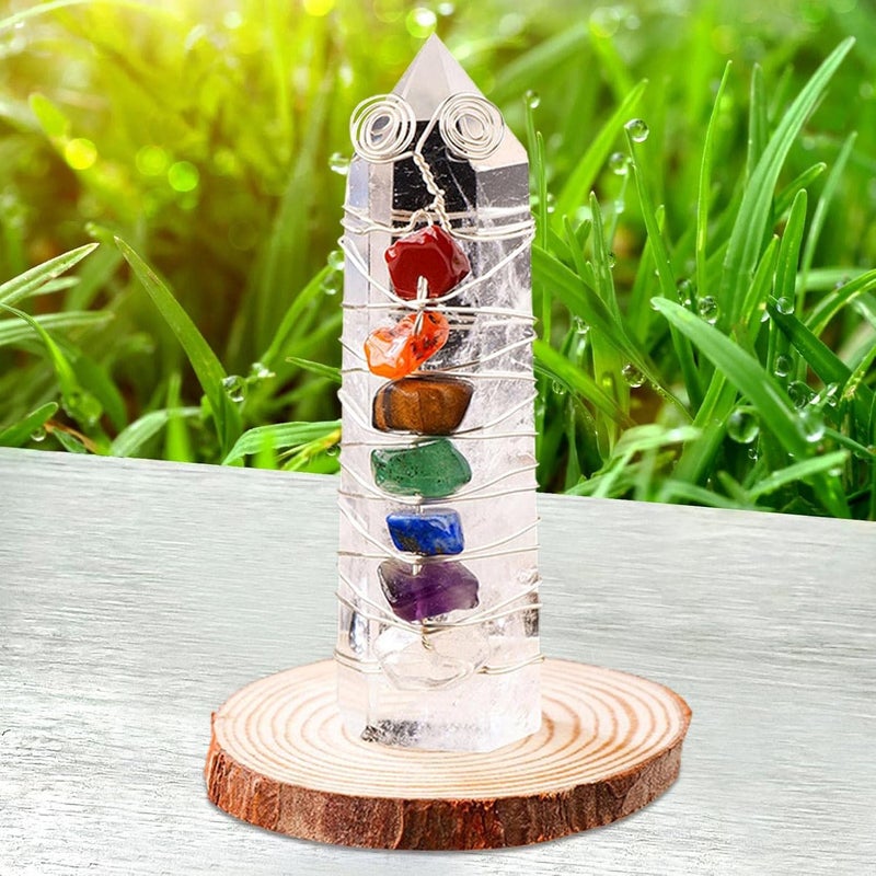windforgecraft Crystal Wands | Raw Crystals | 7 Color White Crystal for Compassion and Peace, Crystal Column Collection, Zodiac Charm, Spirit Decoration Borato - Image 1