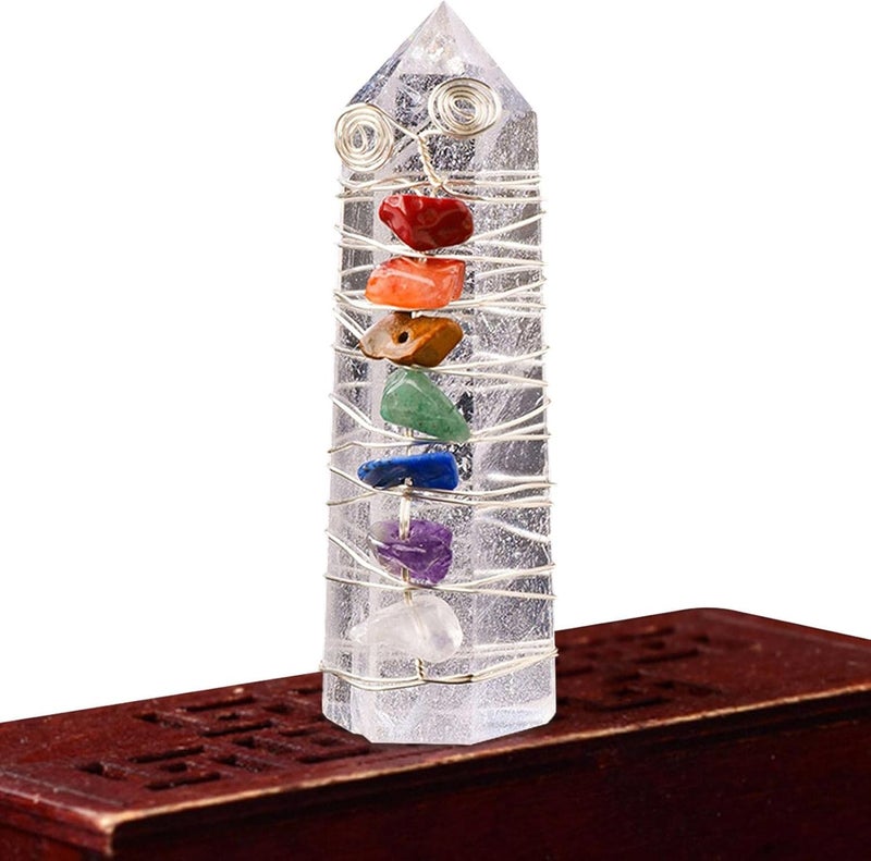 windforgecraft Crystal Wands | Raw Crystals | 7 Color White Crystal for Compassion and Peace, Crystal Column Collection, Zodiac Charm, Spirit Decoration Borato - Image 4