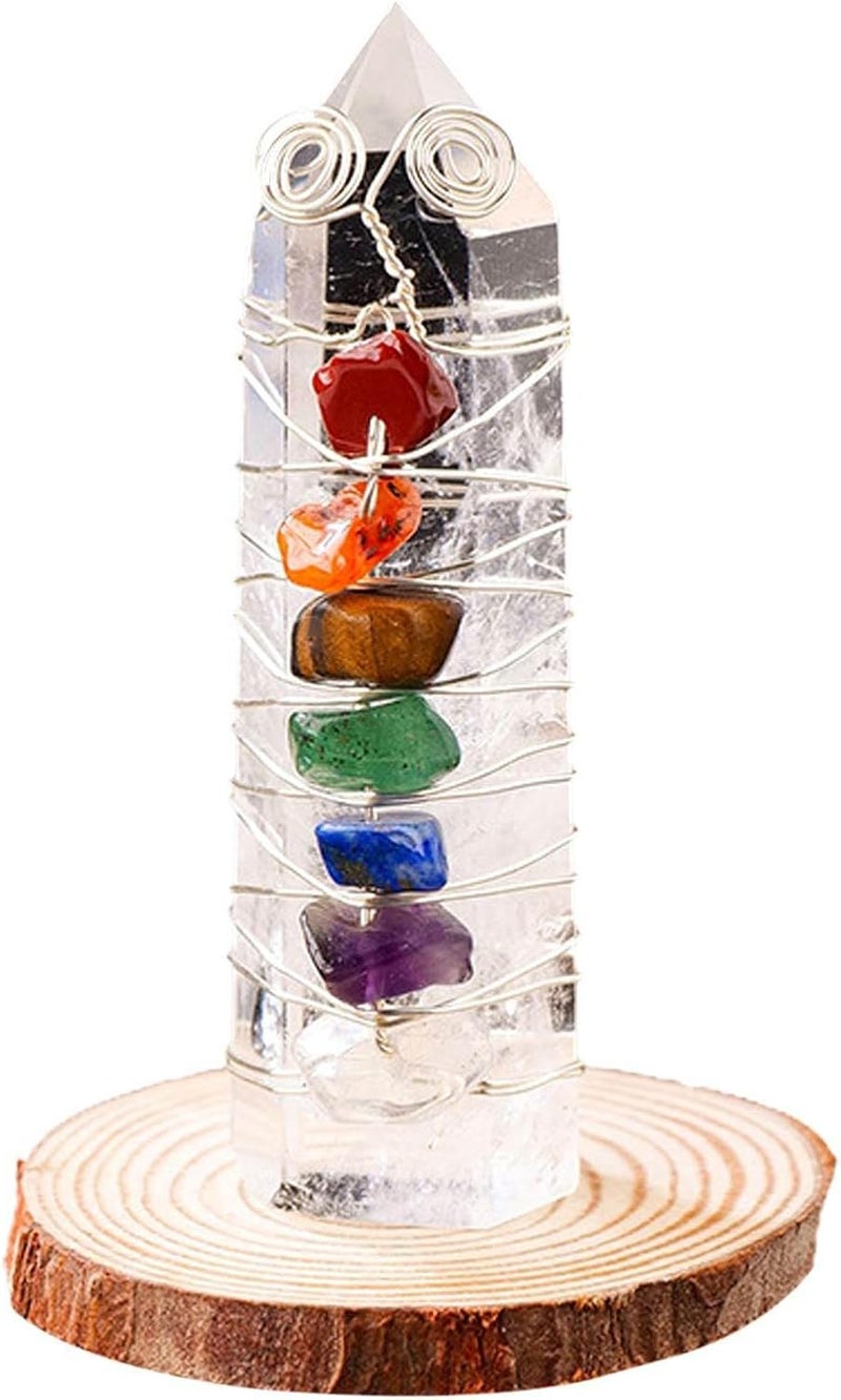 windforgecraft Crystal Wands | Raw Crystals | 7 Color White Crystal for Compassion and Peace, Crystal Column Collection, Zodiac Charm, Spirit Decoration Borato - Image 3