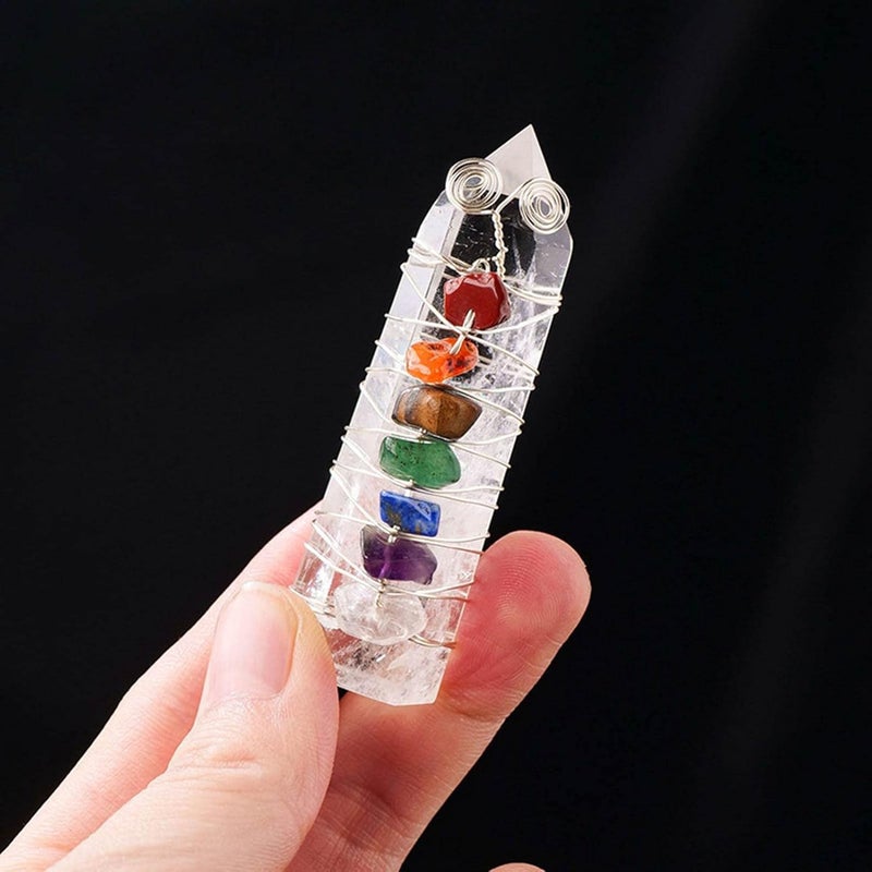windforgecraft Crystal Wands | Raw Crystals | 7 Color White Crystal for Compassion and Peace, Crystal Column Collection, Zodiac Charm, Spirit Decoration Borato - Image 2