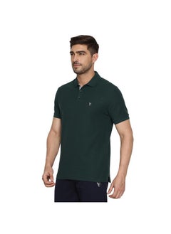 Van Heusen Van Heusen Men Athleisure Ultra Soft Polo Regular Fit T-Shirt-Short Sleeve, Textured_60033_Pine Green_L  - Image 2
