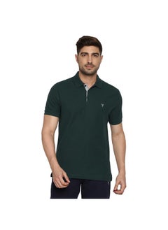 Van Heusen Van Heusen Men Athleisure Ultra Soft Polo Regular Fit T-Shirt-Short Sleeve, Textured_60033_Pine Green_L  - Image 1
