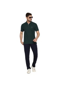 Van Heusen Van Heusen Men Athleisure Ultra Soft Polo Regular Fit T-Shirt-Short Sleeve, Textured_60033_Pine Green_L  - Image 4