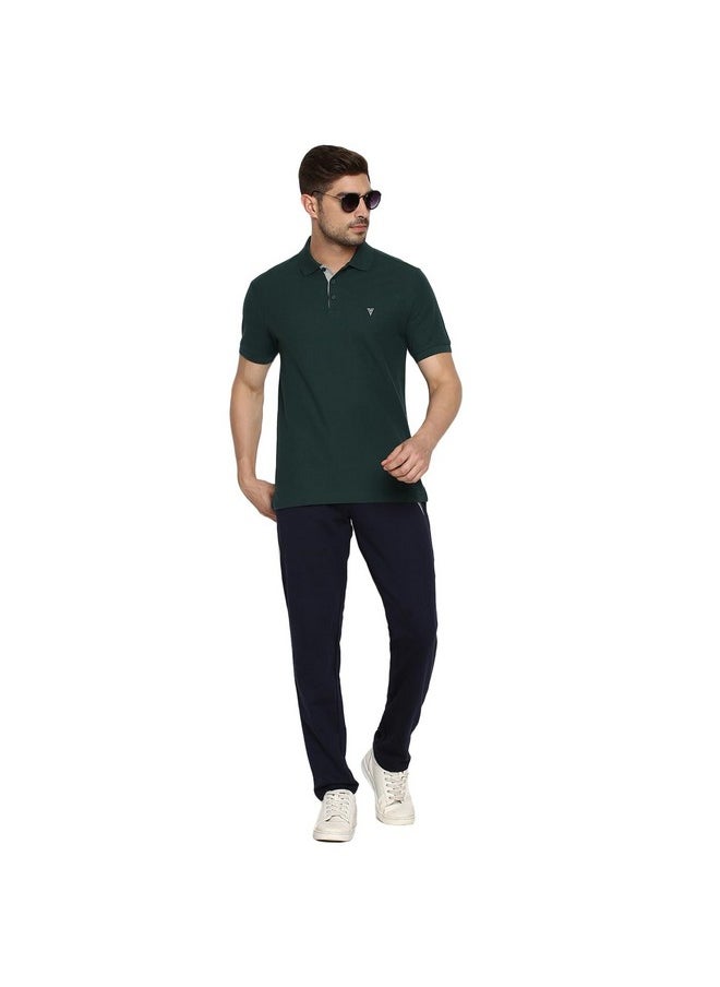 فان هيوزن تي شيرت بولو رجالي من Van Heusen بتصميم رياضي فائق النعومة بأكمام قصيرة، منقوش، مقاس عادي، 60033، أخضر صنوبري، مقاس كبير  - Image 4