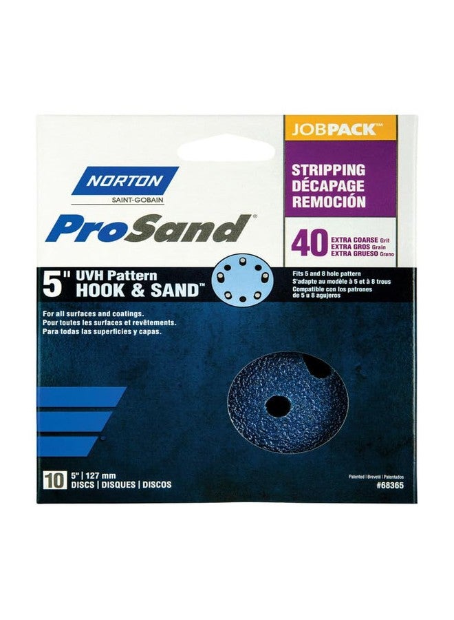 نورتون قرص إزالة طلاء أكسيد الزركونيا عالي الكثافة (UVH) من نورتون 1918572 بروساند، 5 بوصات، 5 و8 فتحات، 44؛ حبيبات 40، خشن جدًا - عبوة من 10 قطع - Image 3