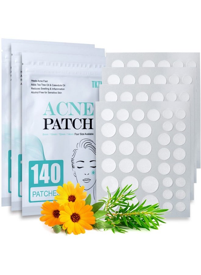 TKTK - Acne Patch Pimple Patch 4 Sizes 420 Patches Acne Absorbing Cover Patch Hydrocolloid Invisible Acne Patches For Face Zit Patch Acne Dots Tea Tree Calendula Oil 3 Pack - Image 1
