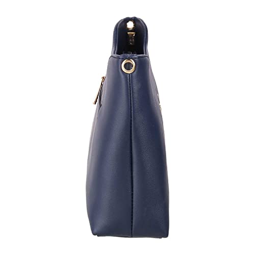 Mochi Blue Faux Leather Premium Zipper Casual Sling Bag For Women (66-7213) - Image 4