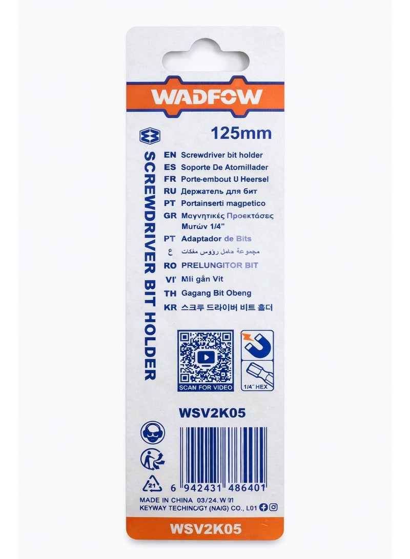 وادفو حامل رؤوس مفك مغناطيسي WADFOW بطول 125 مم – 1/4 بوصة HEX – أداة تثبيت رؤوس البراغي عالية الجود - Image 2