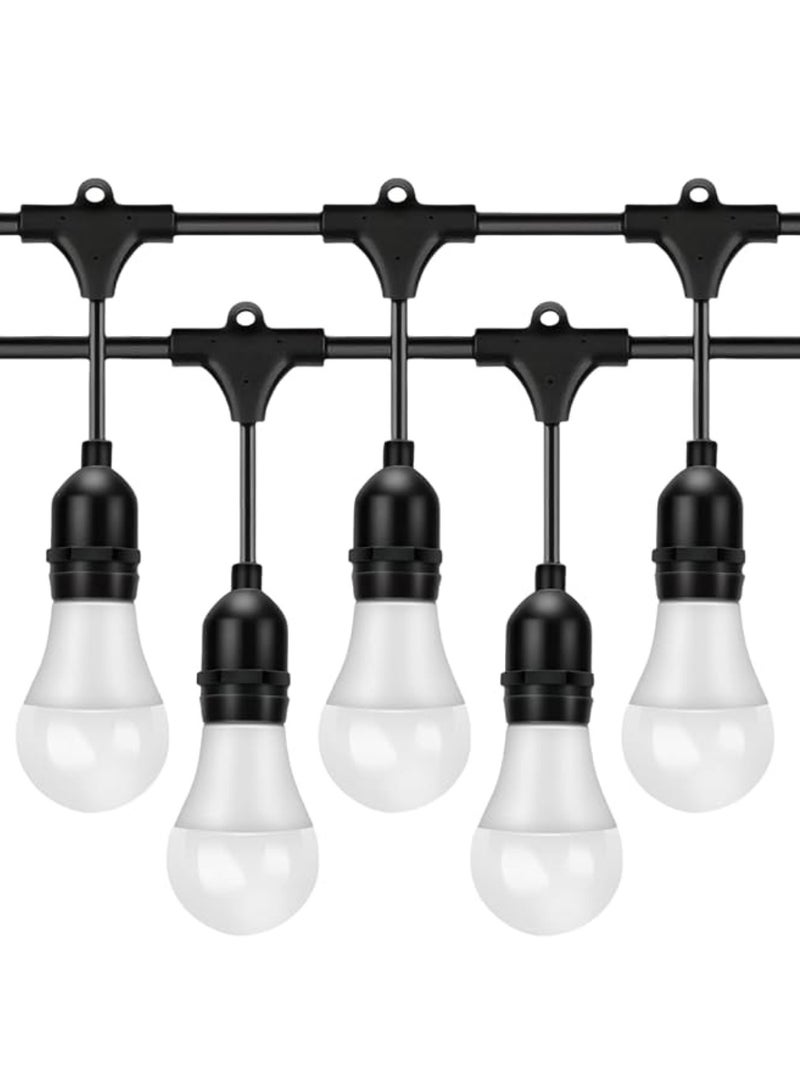 يوويل في الهواء الطلق مقاوم للماء IP65 سلسلة أضواء LED E27 حامل سلك حامل لمبة 50 مترًا مع 100 مصباح LED 9 وات أبيض بارد مع قابس الاتحاد الأوروبي حامل المصباح الشمسي لأضواء رمضان الديكور والديكور الخارجي ضوء سلسلة سلكية معلقة ضوء رمضان للحديقة التجارية وساحة الشرفة - Image 1