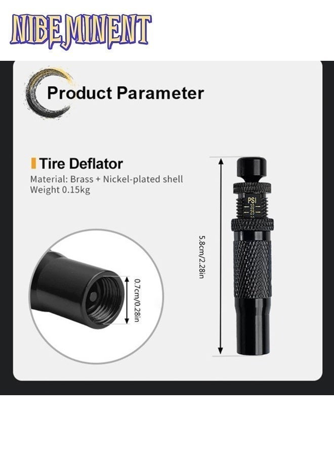 NIBEMINENT 4 PCS Adjustable Auto-Stop Tire Deflator Valve Kit (10-30 PSI) Screw-on Tyre Air Down Tool for Vehicles Motorcycle Offroad(with 4 Valve caps) - Image 3