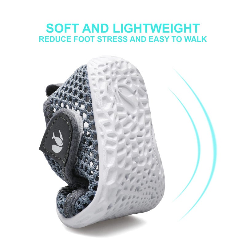 JOINFREE Toddler Baby Water Shoes Kids Swim Soft Sole Shoes Walking Sneakers Slip On Shoes Mesh Grey 2-2.5 Years Toddler - Image 5