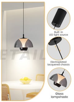 YATAI LIGHTING Modern LED Pendant Light, Black Dome Pendant Lamp with 4500K Warm White LED, 15W Adjustable Height, Hardware & Glass, Ideal for Bedside Dining Table Kitchen Island  - Image 3