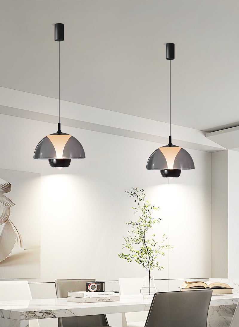 YATAI LIGHTING Modern LED Pendant Light, Black Dome Pendant Lamp with 4500K Warm White LED, 15W Adjustable Height, Hardware & Glass, Ideal for Bedside Dining Table Kitchen Island  - Image 4