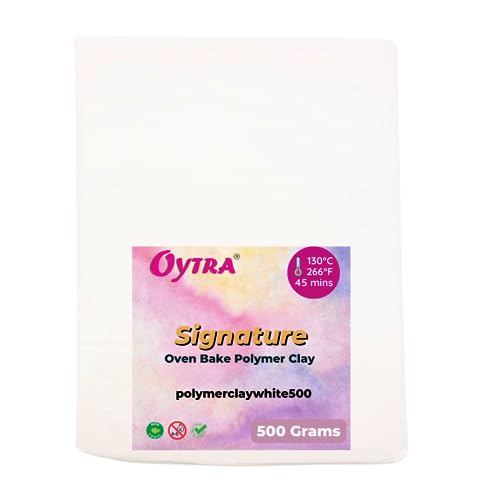 Oytra White Polymer Clay Signature Series Oven Bake for Jewelry Making Miniatures Art and Craft Projects for Professionals and Beginners (White, 500 Grams) - Image 1