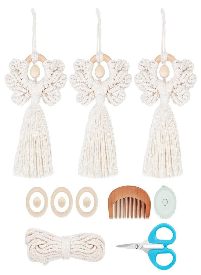 ORIGACH 3 Set DIY Angel Macrame Kit, Boho Wall Hanging Ornament for Beginners, Angel Wings Kit with Instruction Tutorial for Adults - Image 1