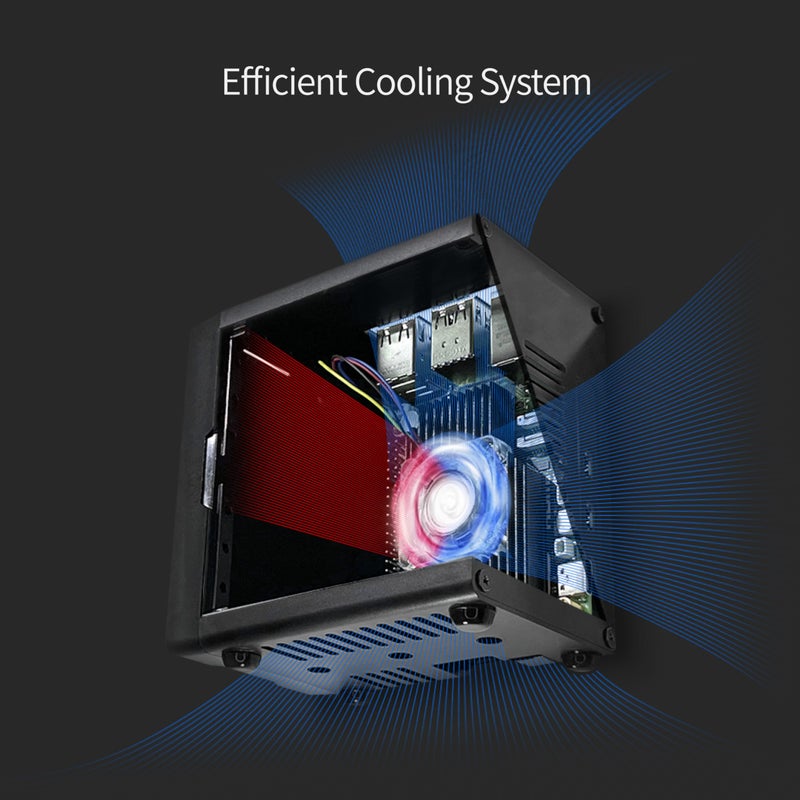 ElectroCookie Mini PC Case for Raspberry Pi 5 with Active RGB Lighting Cooler (Matte Black) - Image 3