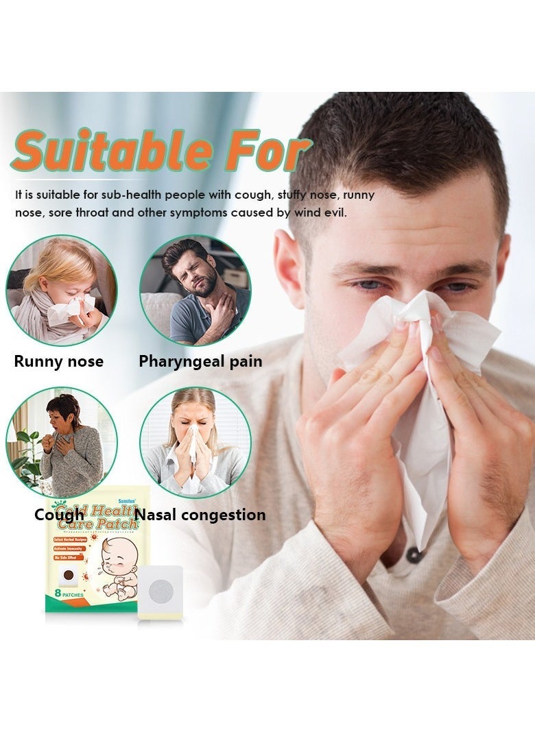 Sumifun 2-PACKS Acupuncture Care Patch, Relieves Nasal Congestion, Runny Nose, Sore Throat and Other Cold Symptoms, 8 Patches/Bag - Image 3