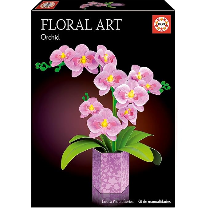 EDUCA Orchid Flower Art | Paper Orchid Craft Kit - No Glue or Scissors Required. A Gift Set, Crafts for Decoration. +6 Years (20135)