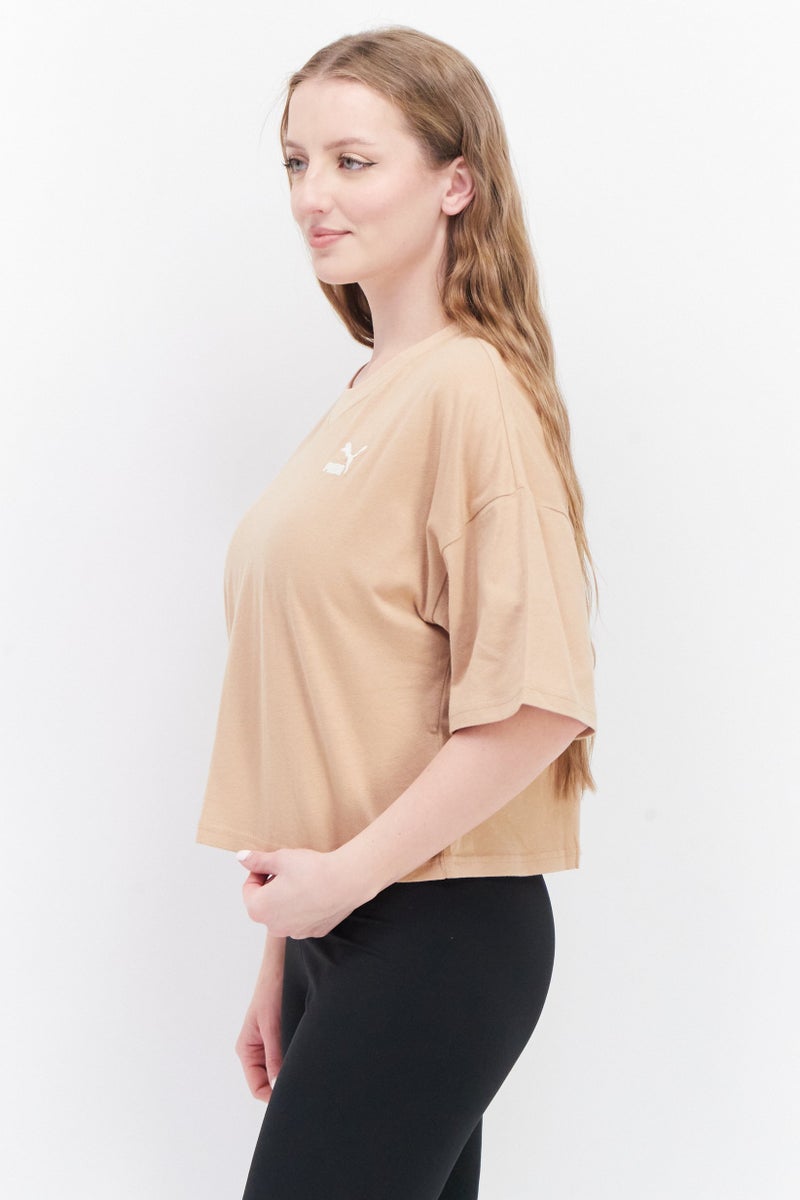 PUMA Women Oversized Fit Short Sleeve Brand Logo Training T-Shirt, Dusty Tan - Image 4