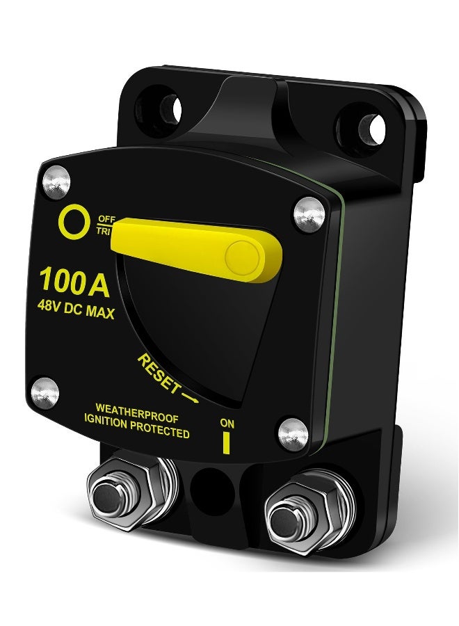 100 Amp Marine Circuit Breaker with Manual Reset for Boat Marine RV Yacht Electronic Battery Solar System, 12V-48V DC, Waterproof  - Image 1