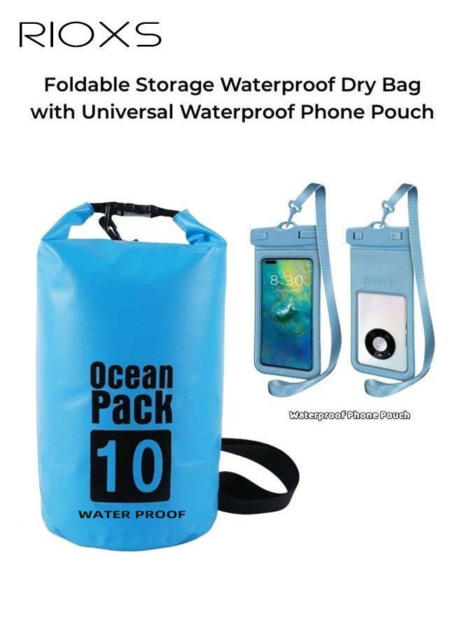 RIOXS Foldable Storage Waterproof Dry Bag Beach Swimming Bag Fit for Kayaking Beach Rafting Boating Hiking Camping and Fishing with Universal Waterproof Phone Pouch Cellphone Dry Bag  - Image 1