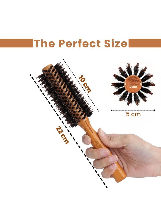 RUBAB MEN Natural Bristle Round Hair Brush Roller Comb For Men & Women| Sturdy Wooden Handle & Superior Brisles For Hairstyling, Blow Dry, Add Volume, Curling & Straightening Hairs - Image 3