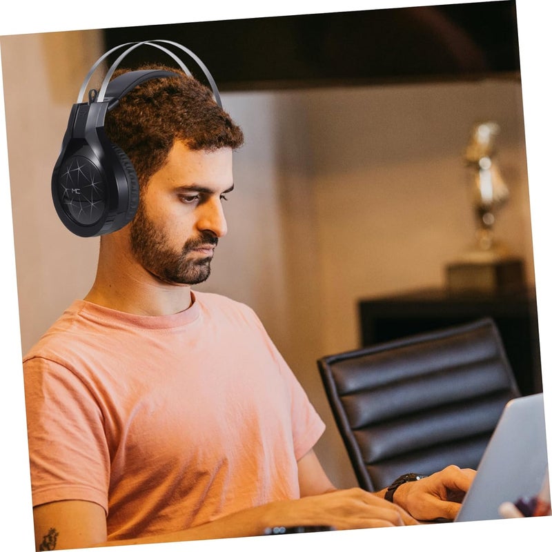 1 سماعة ألعاب مضيئة بميكروفون، سلكية، تُرتدى فوق الأذنين، لجلسات ألعاب طويلة ومريحة، تصميم أنيق مع عزل للضوضاء المحيطة، مناسبة للكمبيوتر المحمول. - Image 4