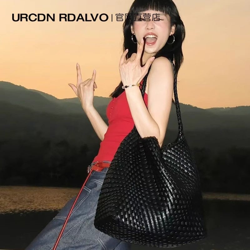 Korean Style Large-Capacity Tote Bag, Hand-Woven Bag, Commuting Armpit Shoulder Bag, Simple And Fashionable Handbag - Image 4