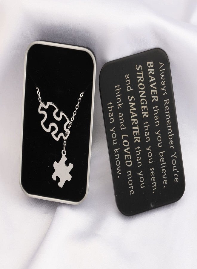 BNQL Autism Awareness Necklace Autism Puzzle Necklace Autism Gift Jewelry with You Are Braver Stronger Smarter Than You Think Jewelry Box (autism necklace) - Image 5