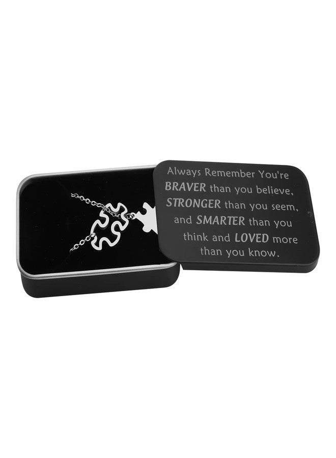 BNQL Autism Awareness Necklace Autism Puzzle Necklace Autism Gift Jewelry with You Are Braver Stronger Smarter Than You Think Jewelry Box (autism necklace) - Image 4