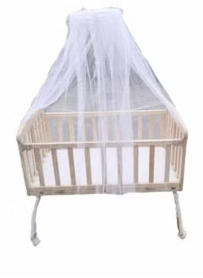 Generic - Multifunctional Baby Wooden Cradle with Detachable Mosquito Net Swing Lock Wheels and Side Attachment for Parents Bed 90x45cm - Image 1