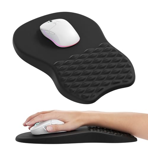 MROCO Ergonomic Mouse Pad with Wrist Support, Memory Foam Wrist Rest Mouse Pad, Non-Slip Base, Smooth Surface for Office & Home, Black - Image 1