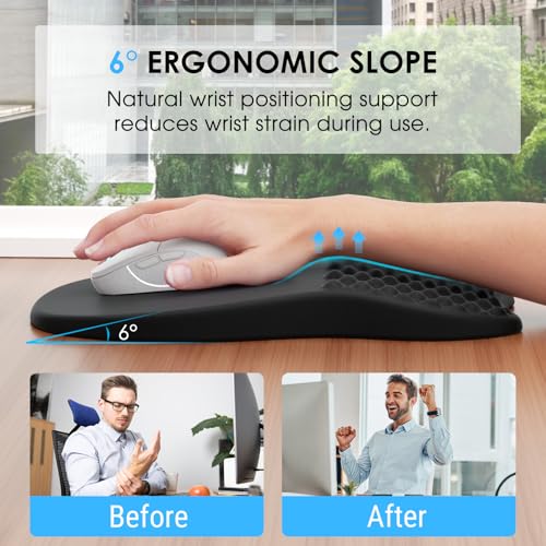 MROCO Ergonomic Mouse Pad with Wrist Support, Memory Foam Wrist Rest Mouse Pad, Non-Slip Base, Smooth Surface for Office & Home, Black - Image 2