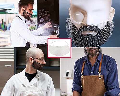 ONLYKXY 50pcs Beard Cover White Nylon Beard Protector Net Protective Beard Covers for Men Food Service Cooking Cleaning Construction Home Kitchen Facial Hair Guards Beard Net - Image 4