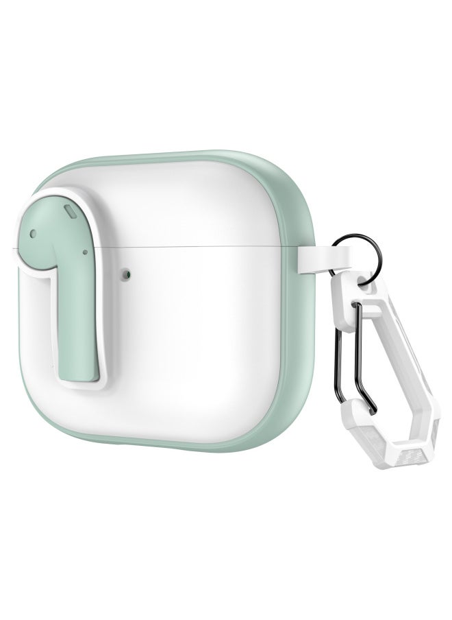 Generic - Suitable For Apple Airpods 4 Protective Case With Lock Switch Creative Headset Bluetooth Case Pro2 Soft Drop-proof Case-Color:White Green-Applicable Models:Airpods 4 - Image 1