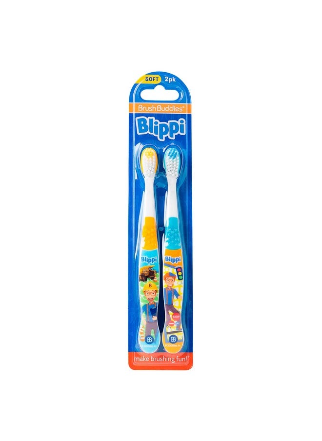 Brush Buddies - Brush Buddies Blippi Kids Toothbrushes, Manual Toothbrushes for Kids, Toothbrush for Toddlers 2-4 Years, Blippi Childrens Toothbrush, Soft Toothbrushes, 2PK - Image 1