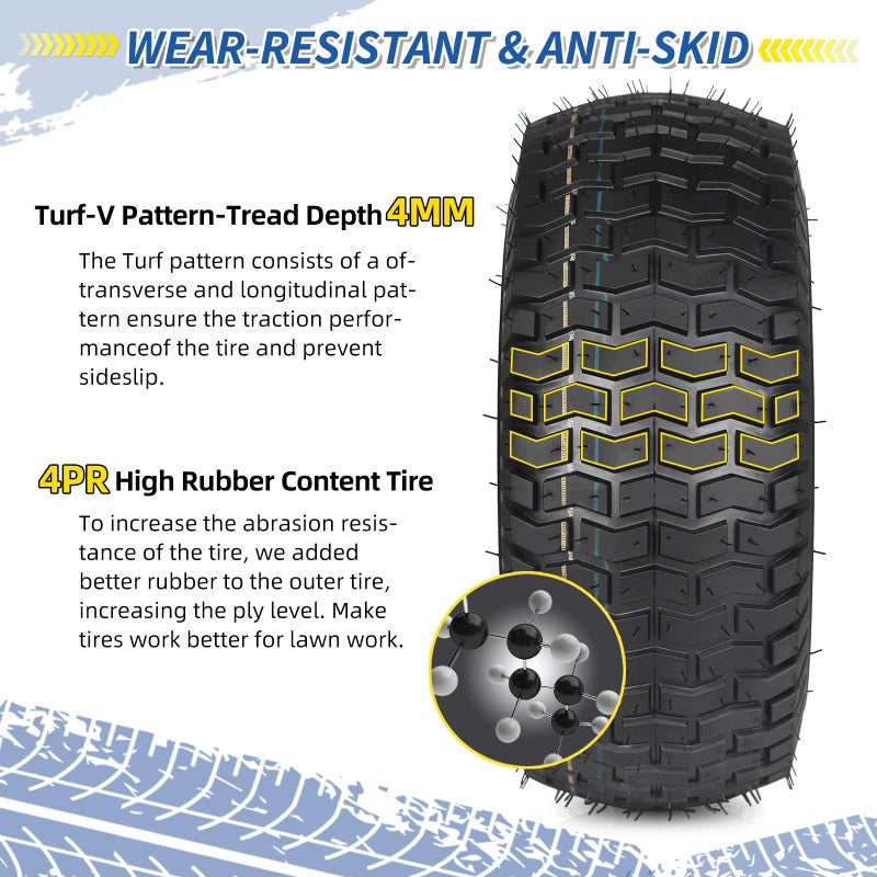 GICOOL (2 Pack) 15x6.00-6 Tubeless Tire and Wheel, 3" Offset Hub, 3/4" Bearing, 4 Ply, 15x6-6 Lawn Mower Front Tires, Compatible with 100 and 300 Series John Deere Riding Mower, Lawn Tractor and More - Image 5