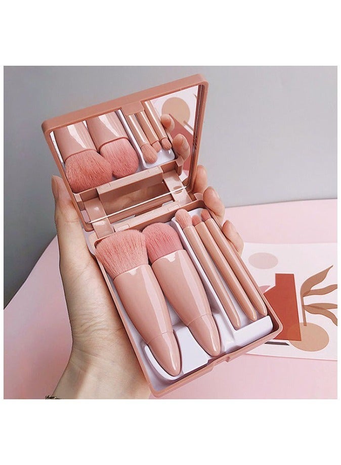 فرشاة ماكياج السفر 5pcs المهنية مصغرة فرشاة ماكياج مجموعة مع مربع مع مرآة - Image 2