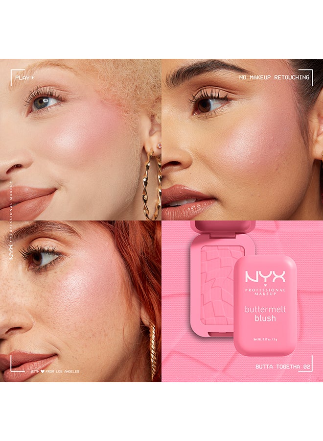 NYX PROFESSIONAL MAKEUP أحمر خدود من الزبدة المذابة، أحمر خدود بودرة، يدوم حتى 12 ساعة، مقاوم للتلاشي والانتقال، Butta Together - Image 5