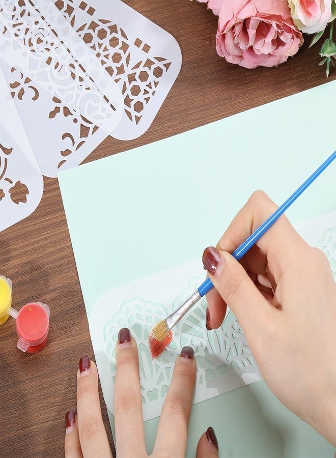 ORIGACH 12 Pcs Flower Border Stencil, Ornate Mandala Border PET Stencil Template for Wall Painting, Hollowed Out Floral Edge Painting Stencils for DIY Wall Wood Canvas Drawing, 11.8x3 inch - Image 3