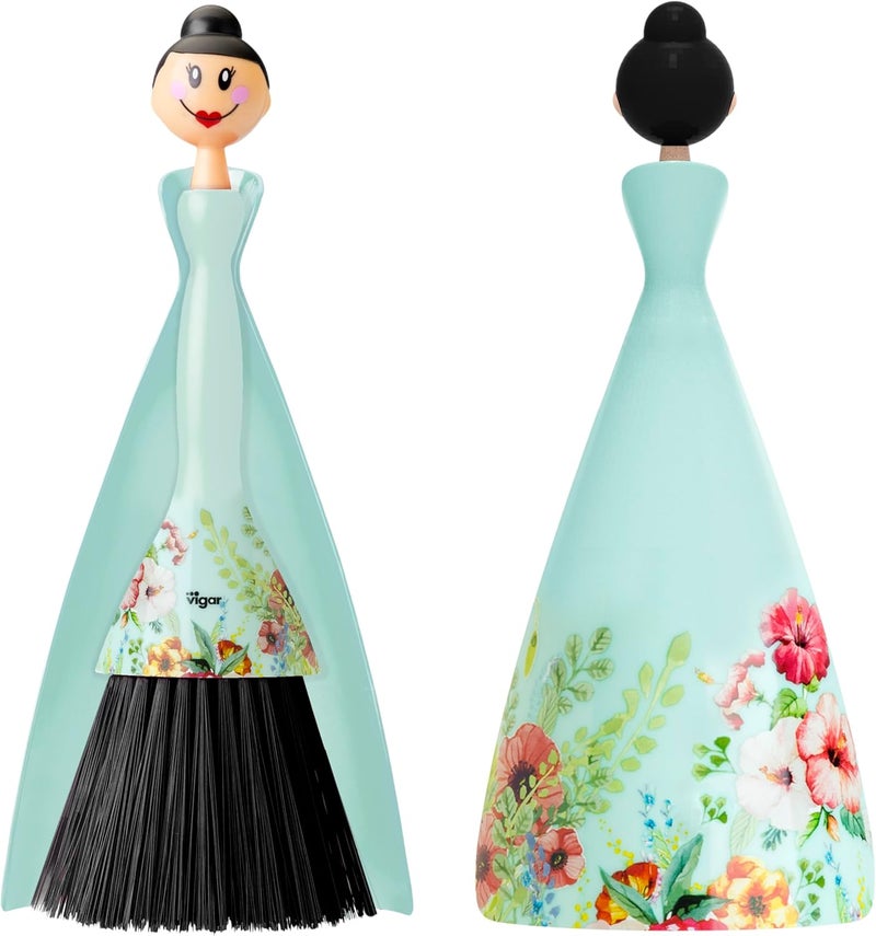 Vigar Mini Broom and Dustpan Set Small Broom and Dustpan Set for Dust Pet Hair Car and Crumb Perfect for Home and Camping Essentials Turquoise