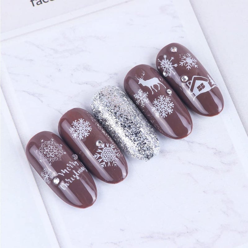 GASTAT Nail Stamp Template Kit Snowflake Deer Christmas Tree Ball Butterfly Flower Nail Supplies 5 Sheets Nail Stamping Plates with 1 Stamper 1 Scraper - Image 2