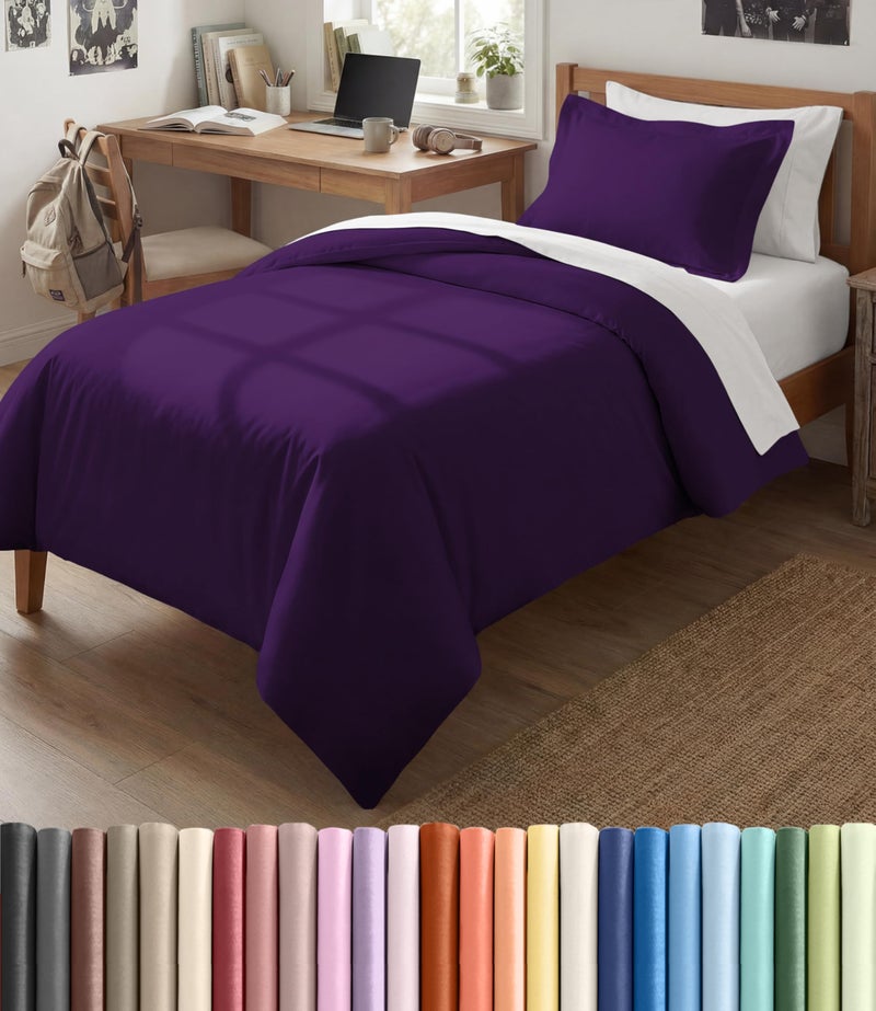 CGK Unlimited Duvet Cover TwinTwin XL Size Extra Soft Dorm College Duvet Cover for All Seasons Lightweight Comfy Breathable with Zipper Closures Ties 68 x 90 Inches Purple Comforter Not Included - Image 2