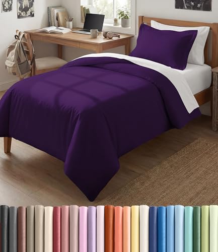 CGK Unlimited Duvet Cover TwinTwin XL Size Extra Soft Dorm College Duvet Cover for All Seasons Lightweight Comfy Breathable with Zipper Closures Ties 68 x 90 Inches Purple Comforter Not Included - Image 1