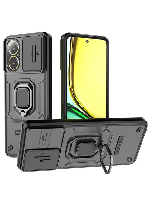 Phone Case for Realme C67 4G with Slide Camera Cover Drop Protective Phone Case with Magnetic Car Mount Holder