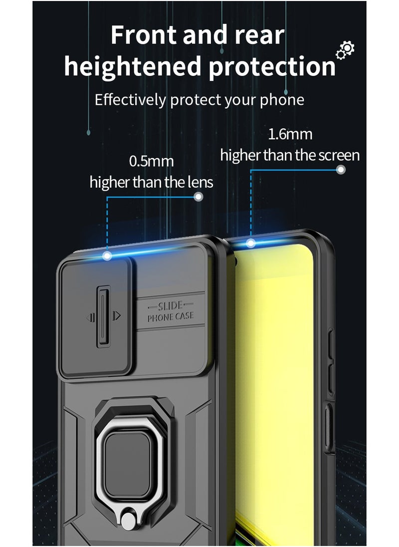 Phone Case for Realme C67 4G with Slide Camera Cover Drop Protective Phone Case with Magnetic Car Mount Holder