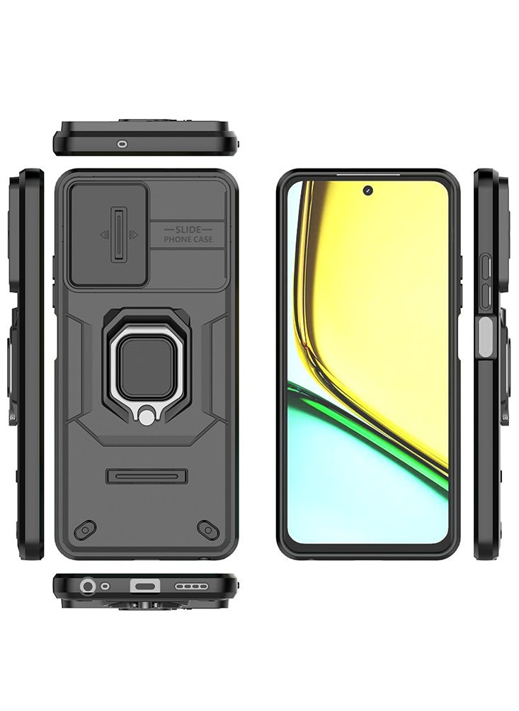 Phone Case for Realme C67 4G with Slide Camera Cover Drop Protective Phone Case with Magnetic Car Mount Holder